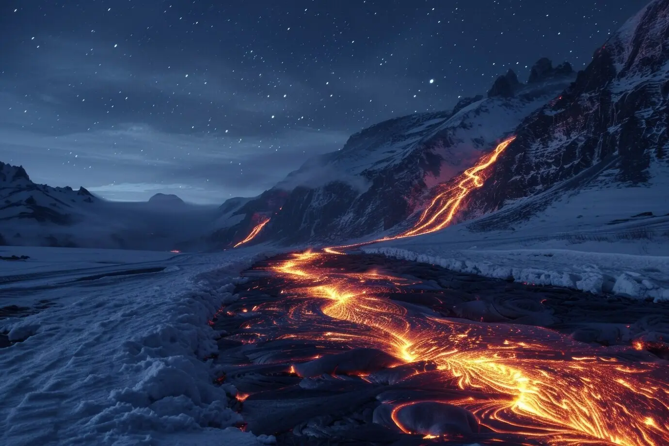 Вулканическое извержение лавы